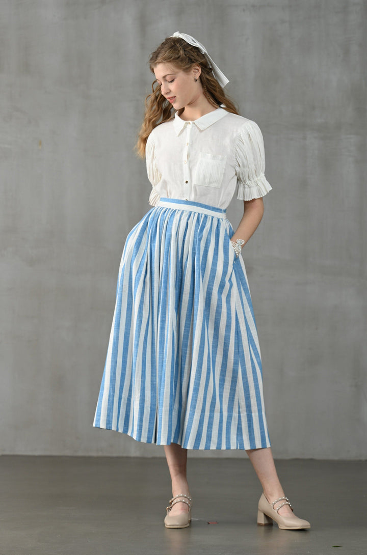 Lily of the valley 11 | Striped linen skirt