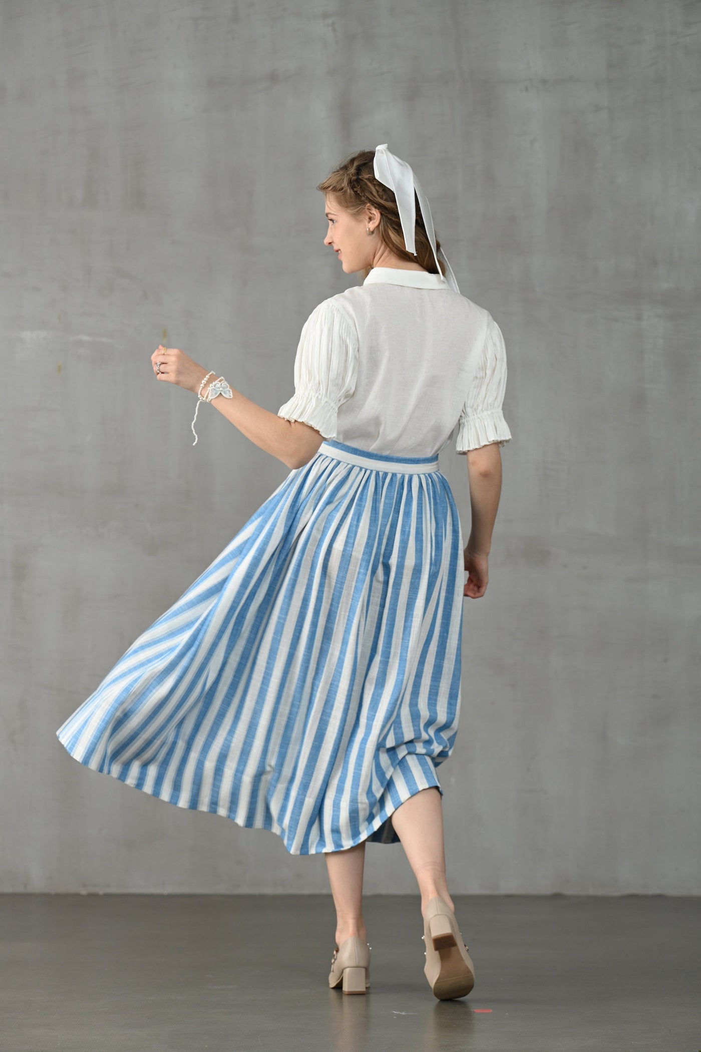 Lily of the valley 11 | Striped linen skirt – Linennaive