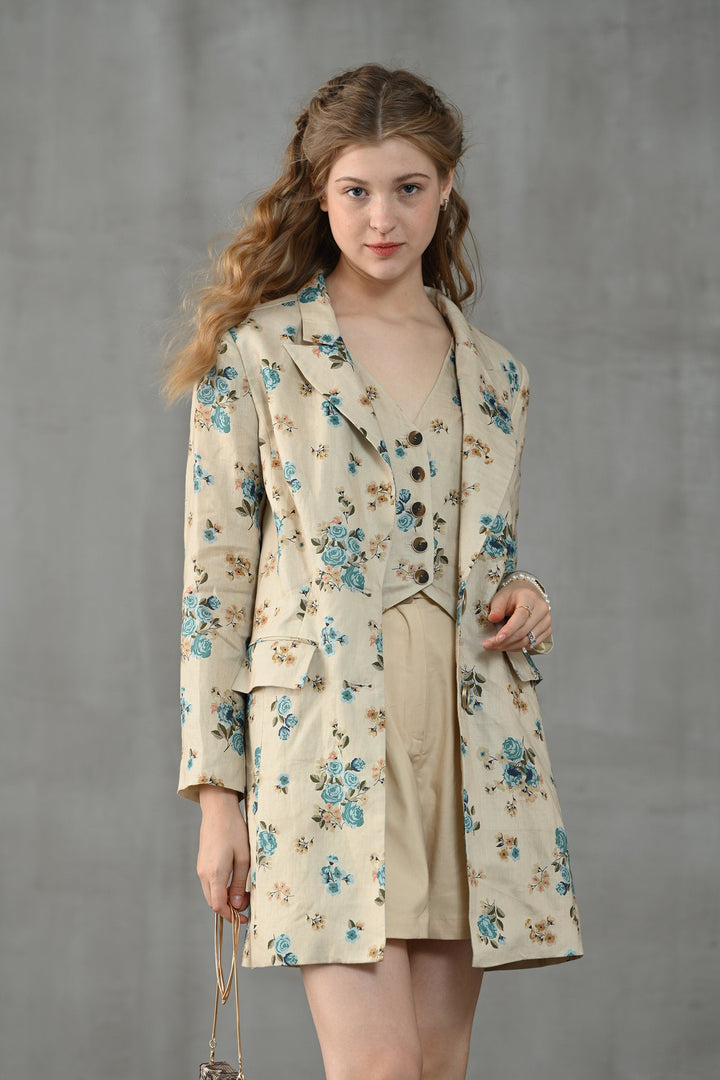 Rococo Light 11 | 100% linen corset trench coat