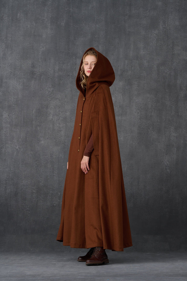 Parini 33 | Maxi Hooded wool cloak coat