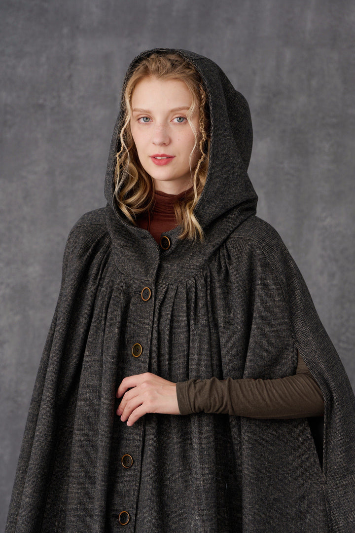 ARIEL 14 | HOODED WOOL CLOAK COAT