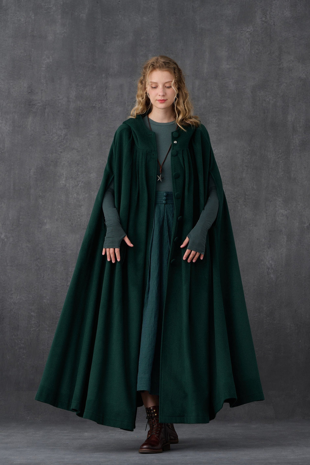 ARIEL 14 | HOODED WOOL CLOAK COAT