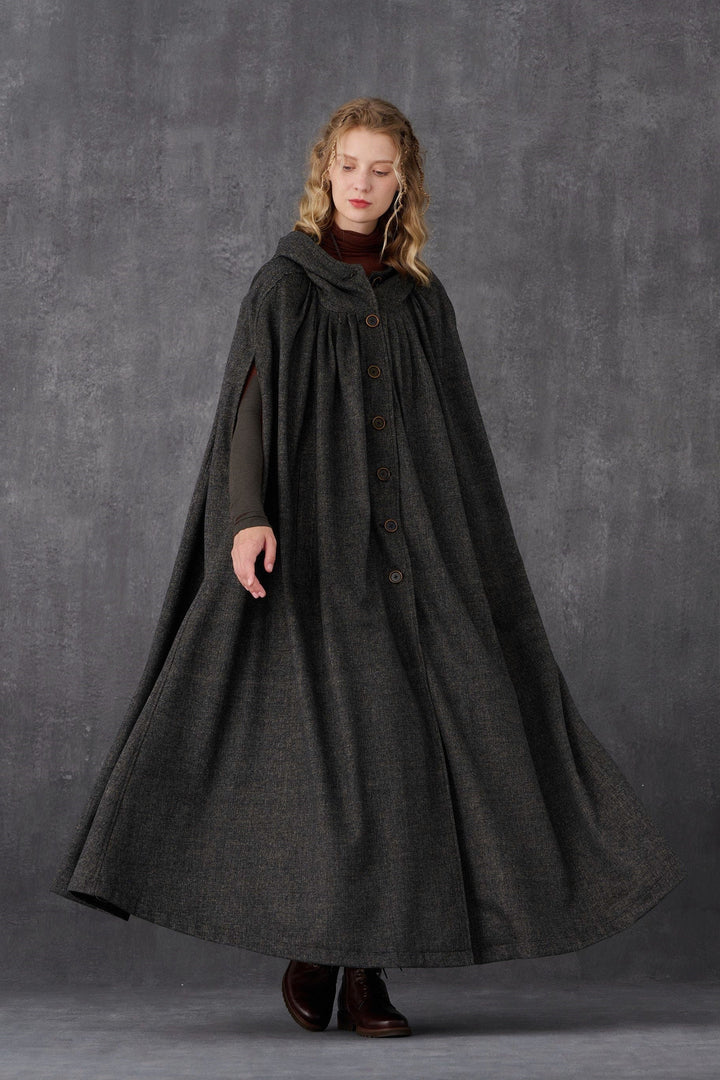 ARIEL 14 | HOODED WOOL CLOAK COAT