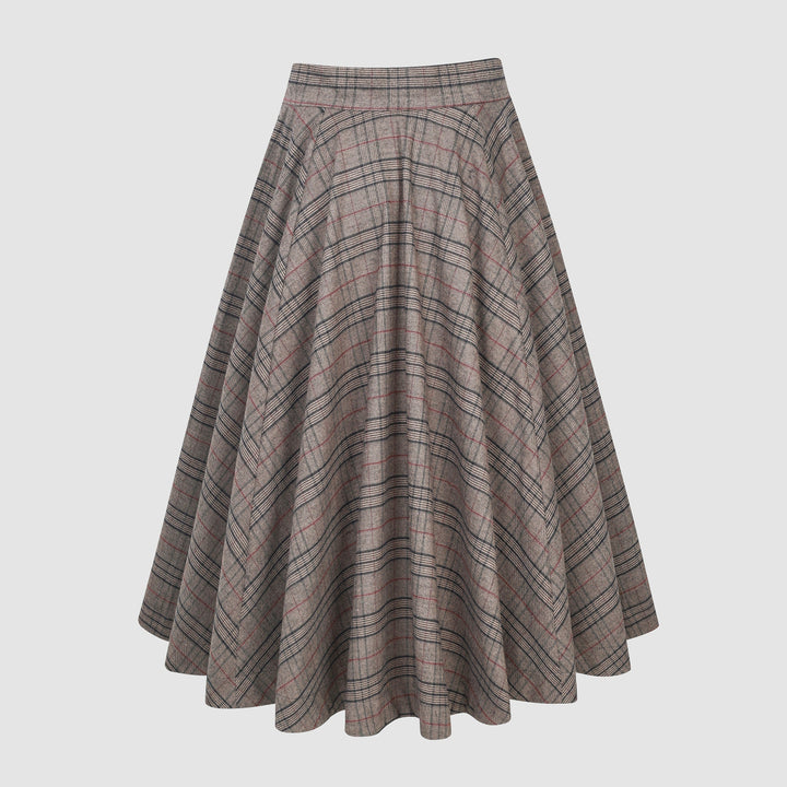 the Great Perhaps 2 | Tartan Wool Skirt in brown