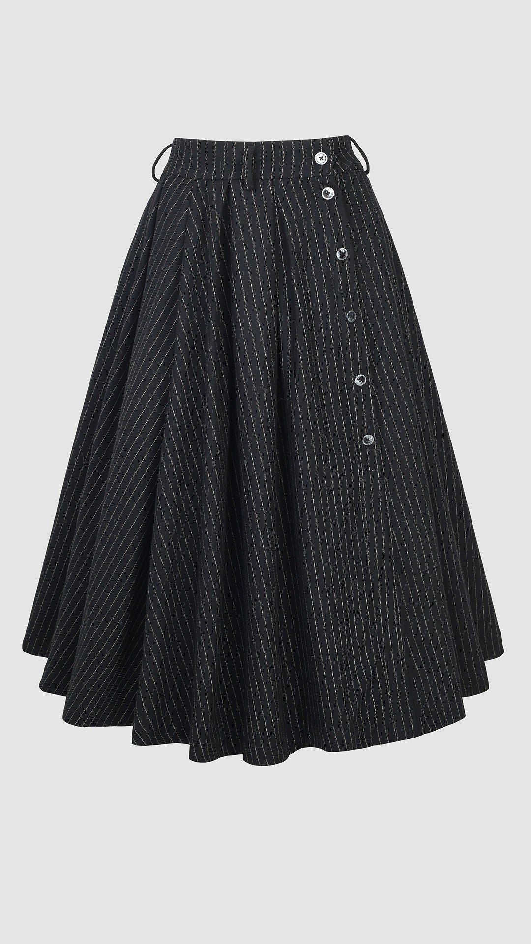 Santal 3 | Striped Wool Skirt in black