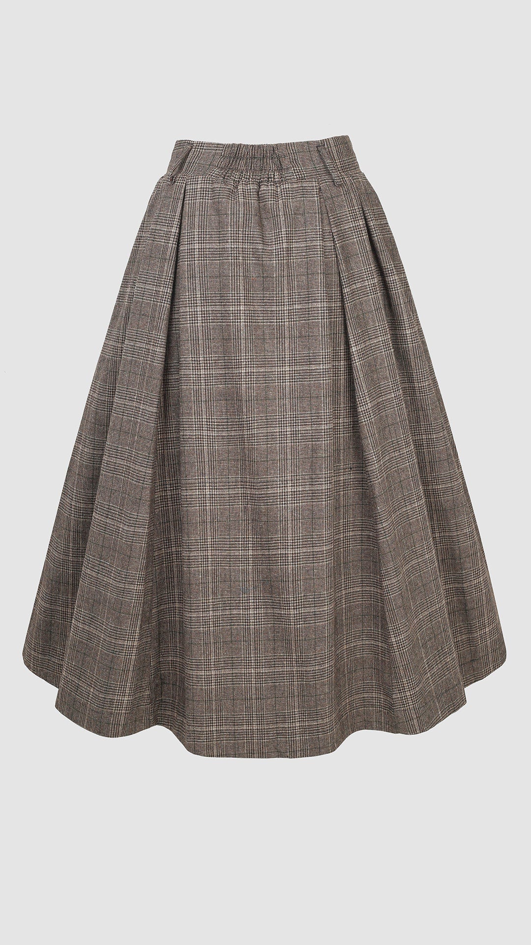 Santal 3 Retro Plaid Midi Wool Skirt