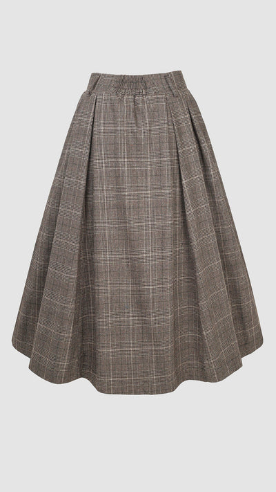 Santal 3 | Retro Plaid Midi Wool Skirt – Linennaive