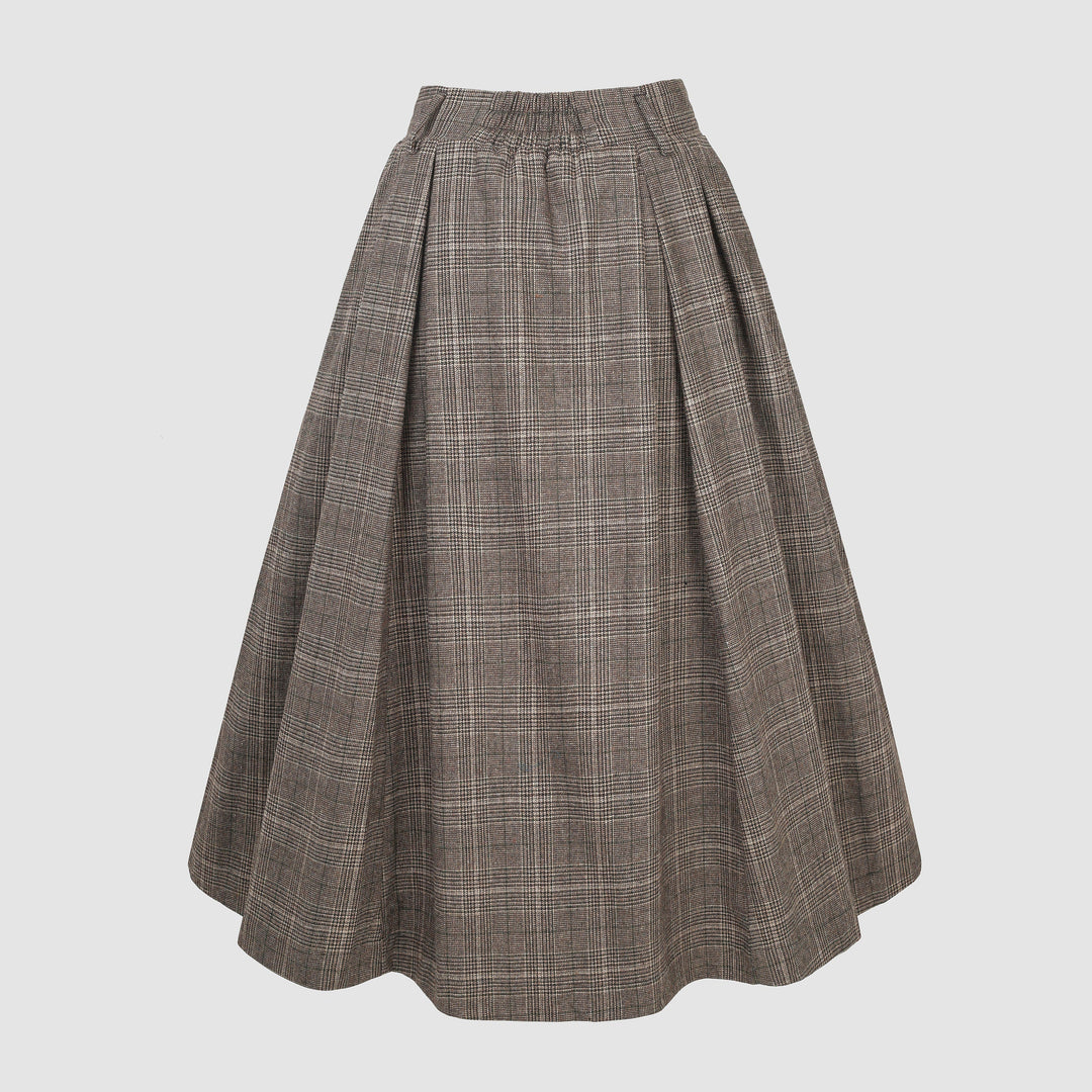 Santal 3 | Retro Plaid Midi Wool Skirt