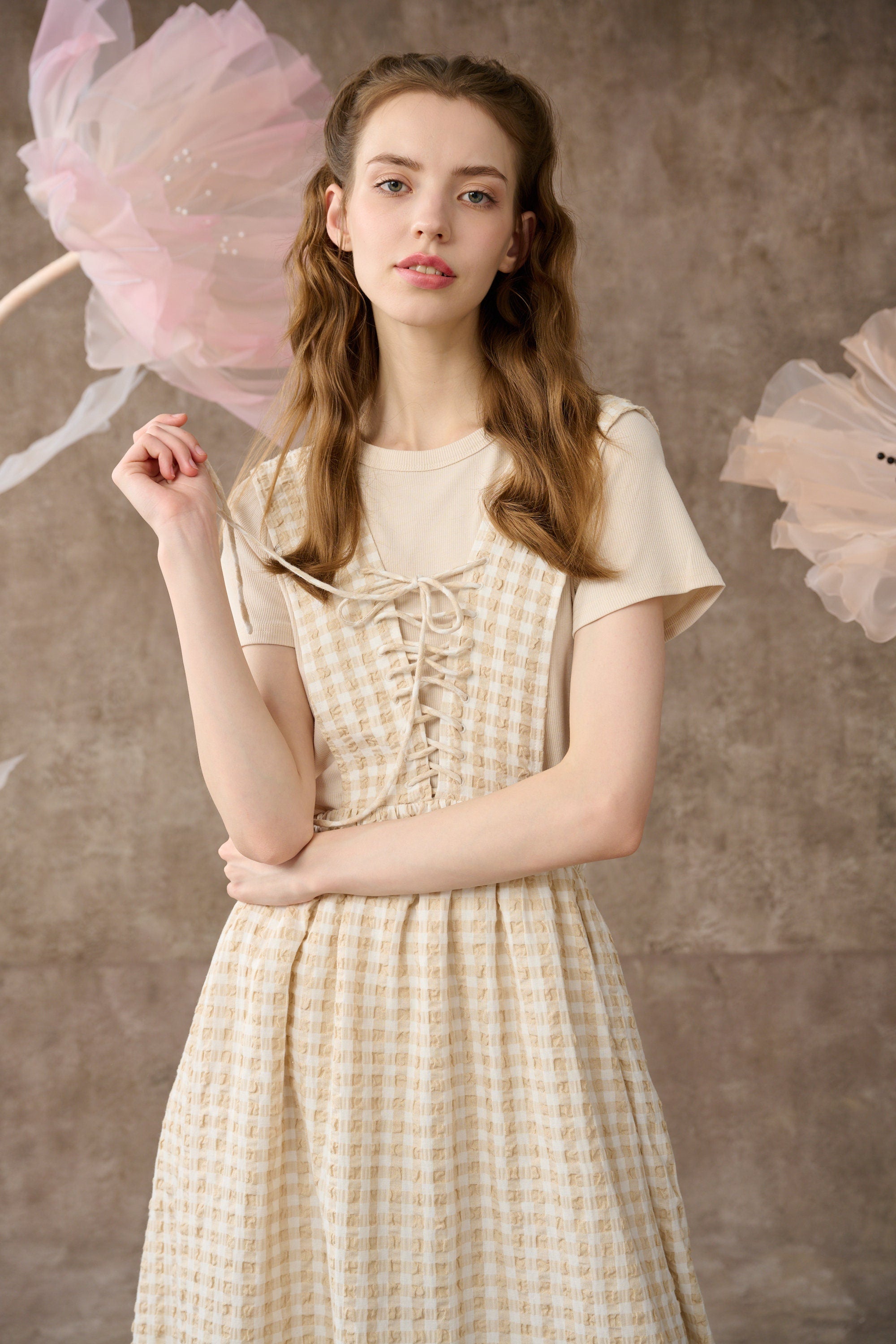 Lace pinafore dress hotsell