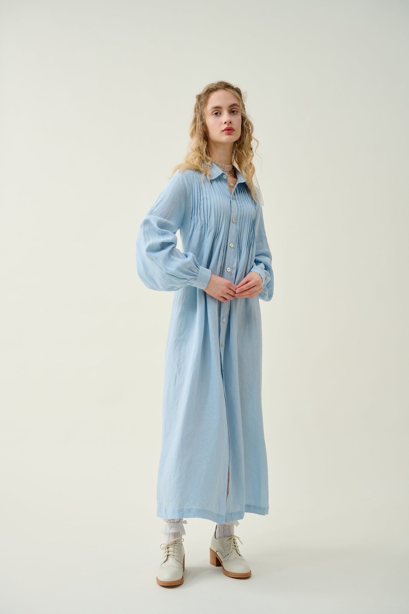 Lucy 33 |pintucked linen shirt dress – Linennaive