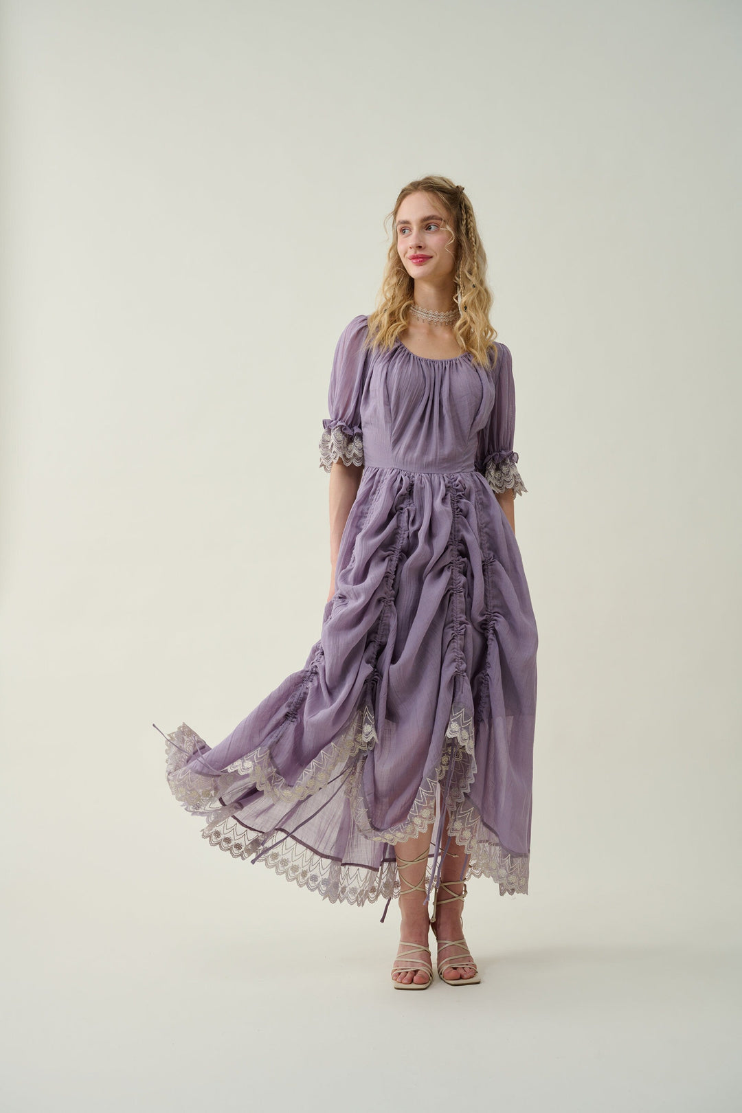 Elowen 27 | Lace Linen dress gown ( 2 way to wear )