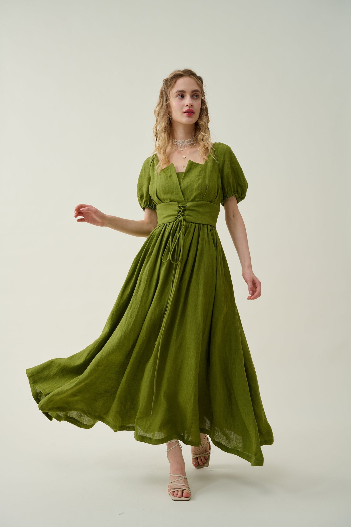 Julia 35 | Lace up linen dress – Linennaive