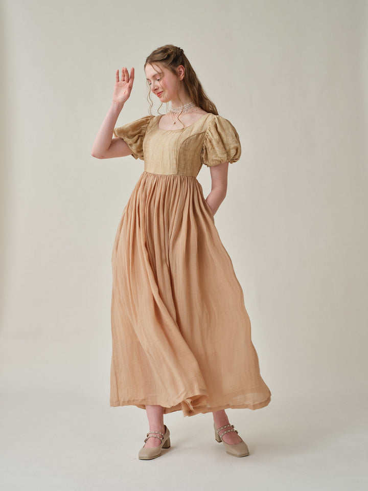 Ellena 33 | tie-dyed regency linen dress