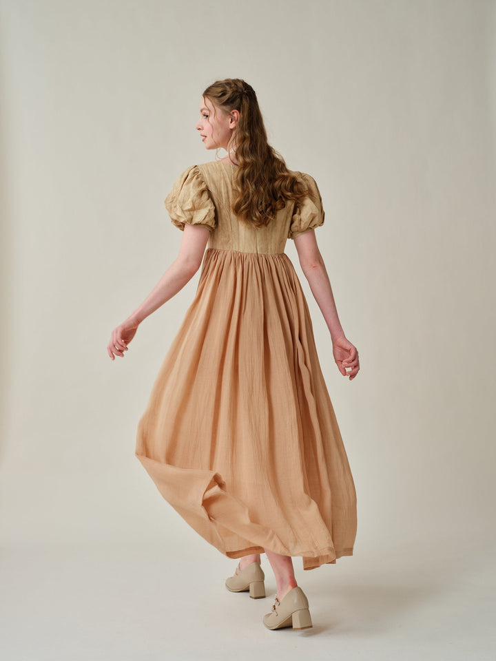 Ellena 33 | tie-dyed regency linen dress