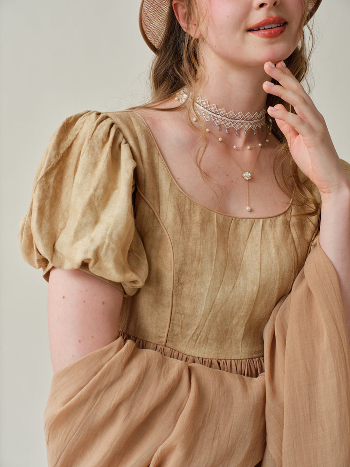 Ellena 33 | tie-dyed regency linen dress