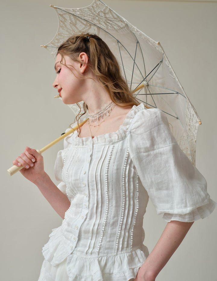 Martha 21 | Handmade lace linen blouse