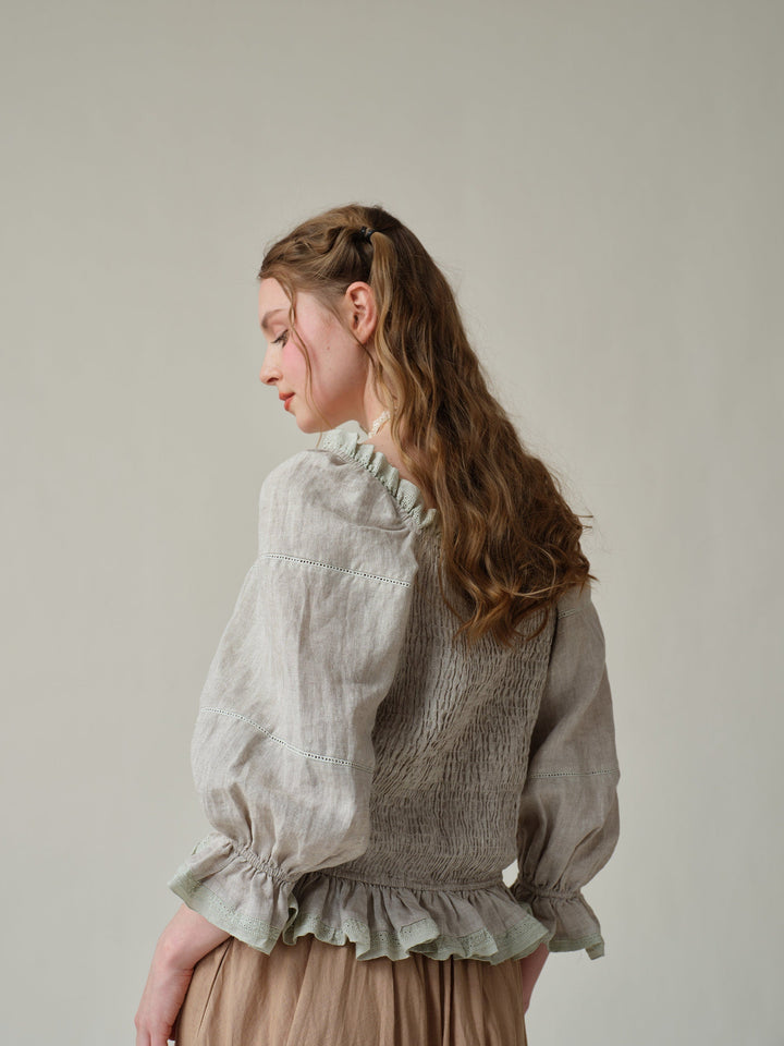 Martha 21 | Handmade lace linen blouse