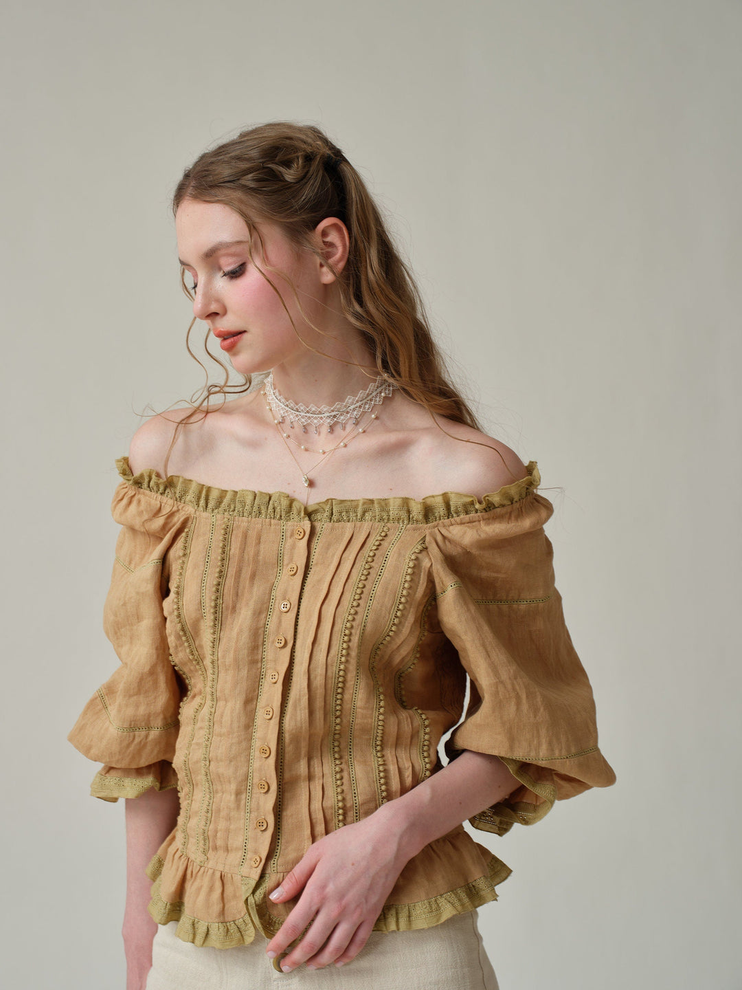 Martha 21 | Handmade lace linen blouse