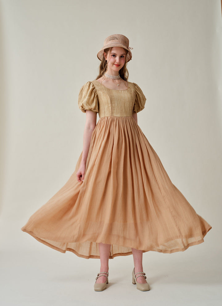 Ellena 33 | tie-dyed regency linen dress