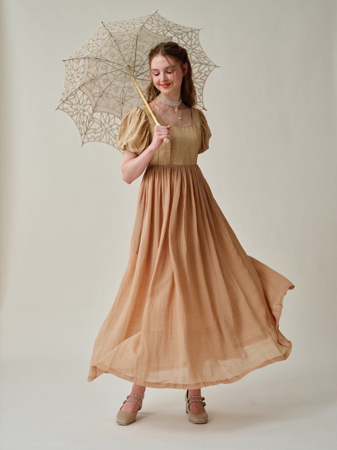 Ellena 33 | tie-dyed regency linen dress