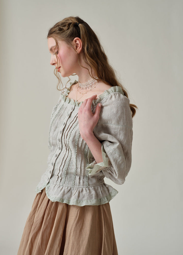 Martha 21 | Handmade lace linen blouse