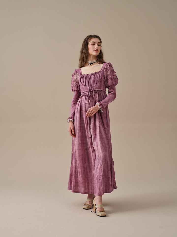 Edwina 22 | Lace regency linen dress