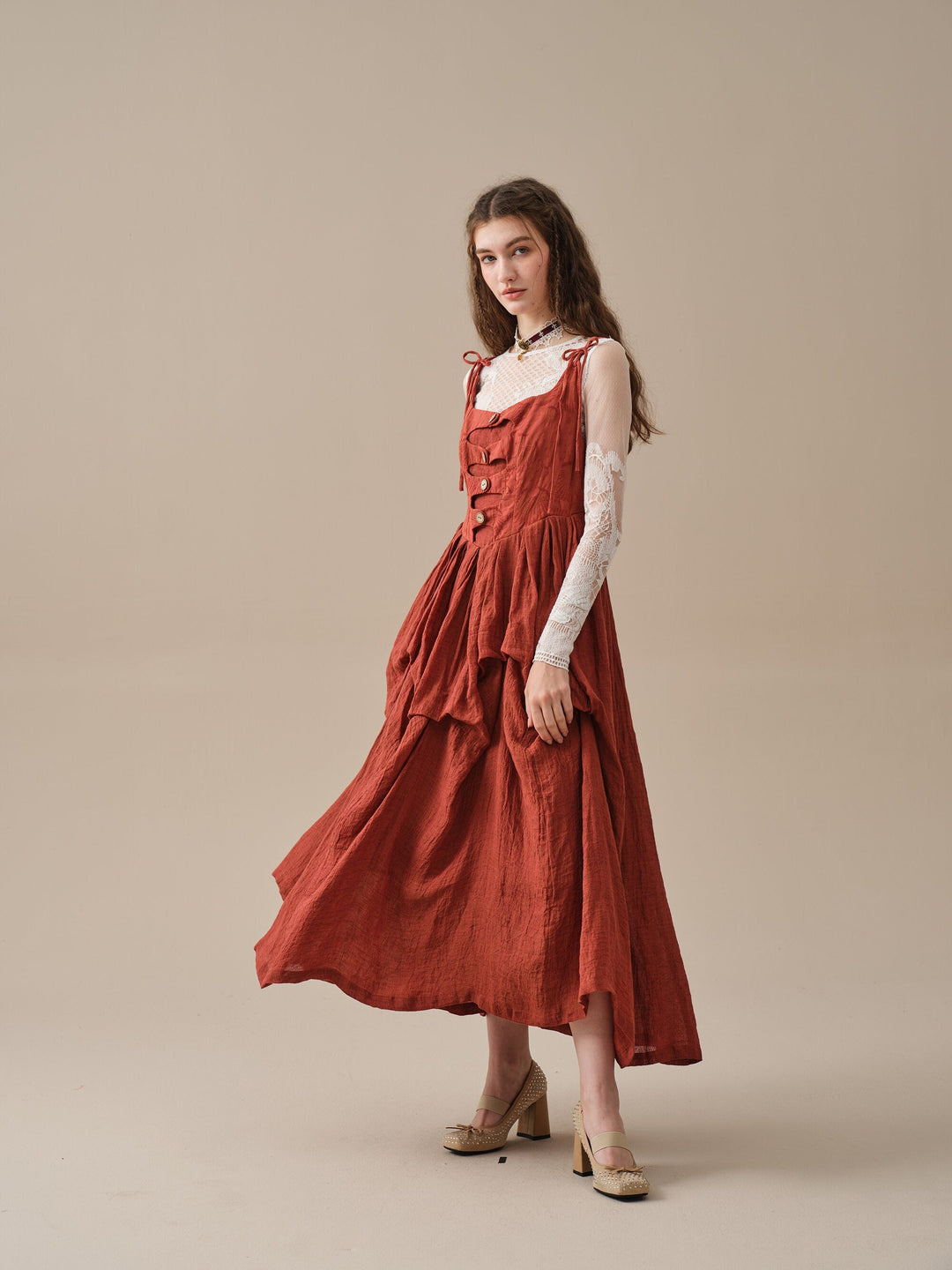 Luanni 17 | Corset Layered Linen Dress