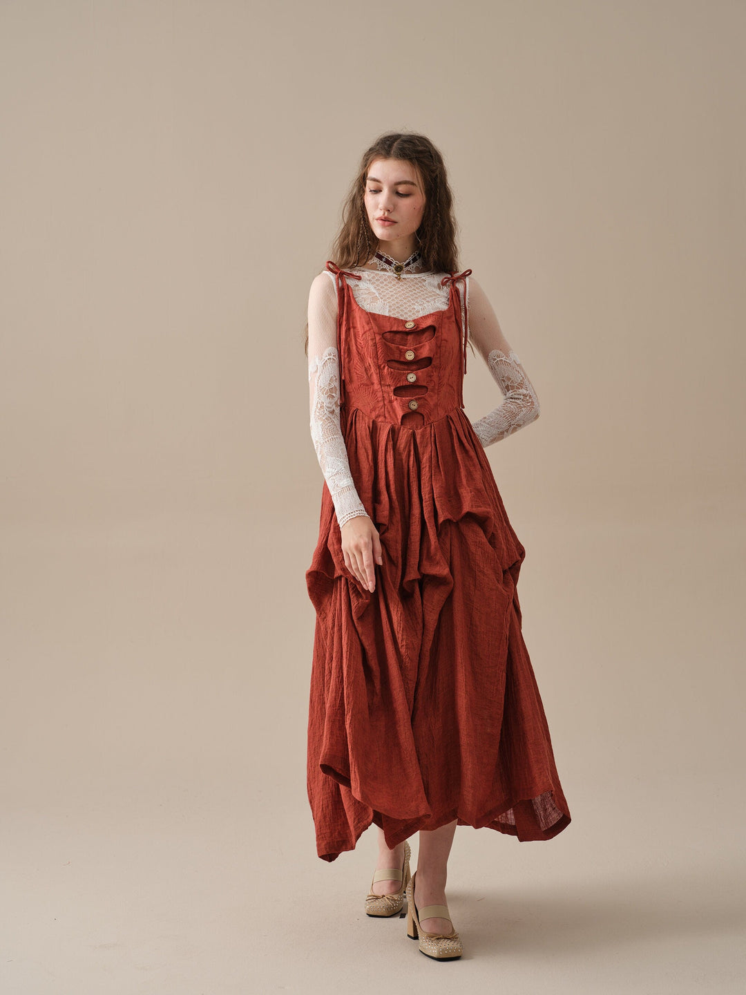 Luanni 17 | Corset Layered Linen Dress