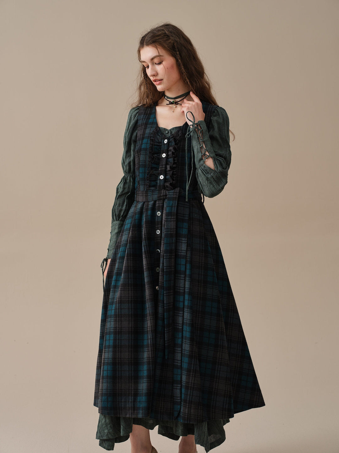 Victoria 35 | tartan lace wool dress