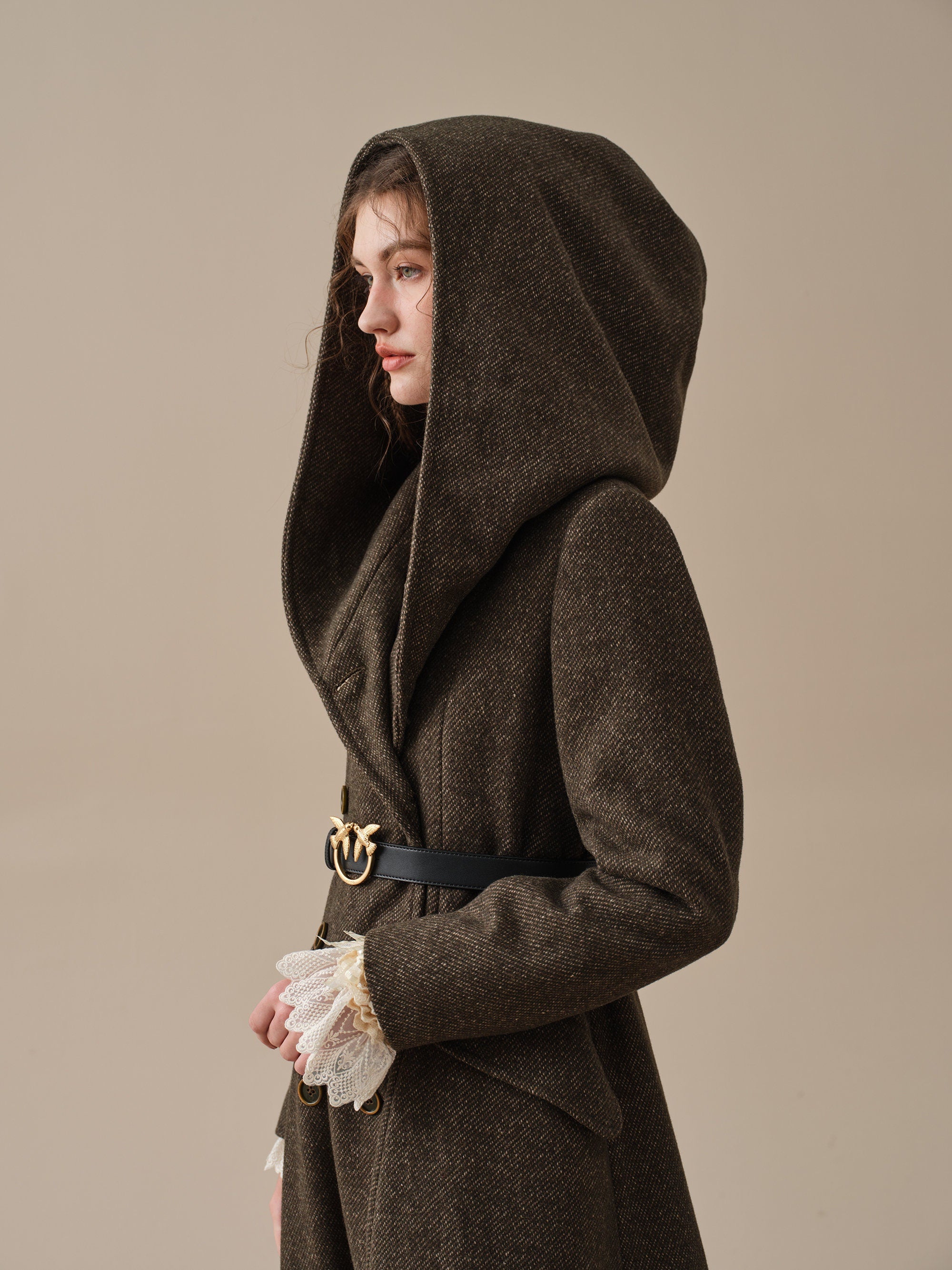 Trista 24 Twill Wool Hooded Coat