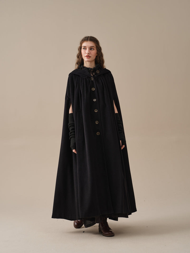 ARIEL 14 | HOODED WOOL CLOAK COAT