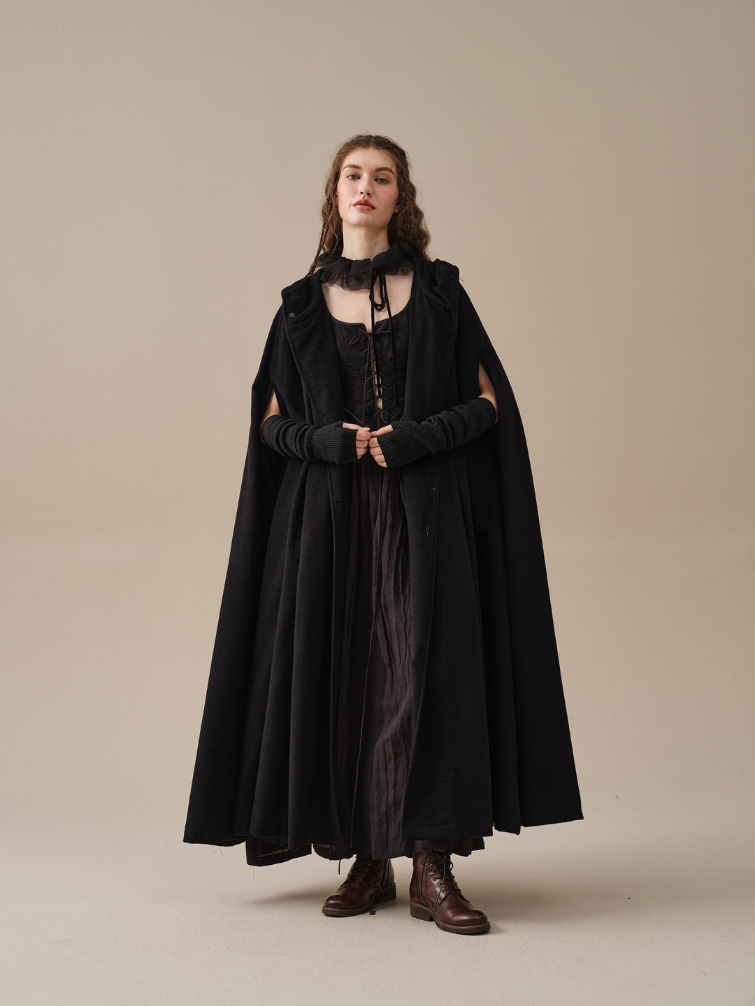 ARIEL 14 | HOODED WOOL CLOAK COAT