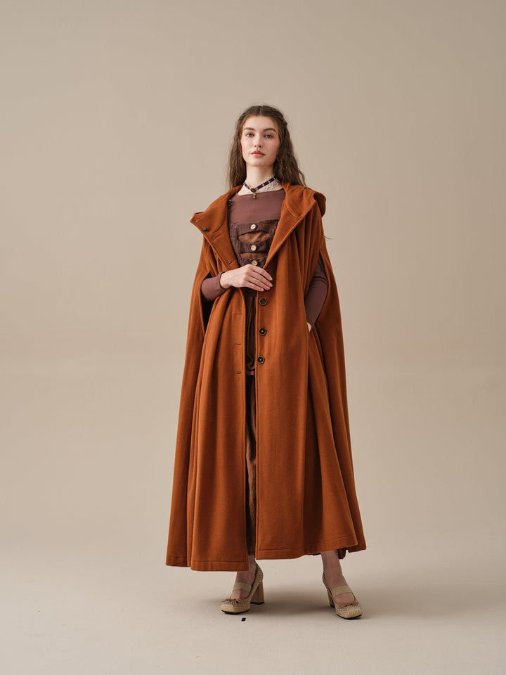 ARIEL 14 | HOODED WOOL CLOAK COAT