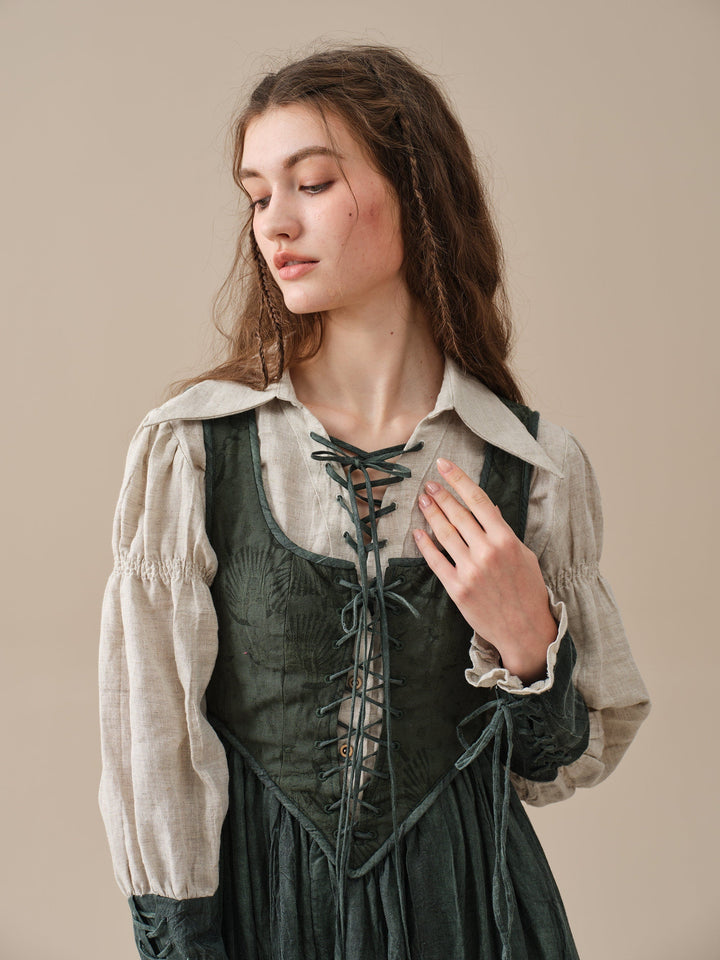 SARAH 17 | LACE-UP LINEN SHIRT