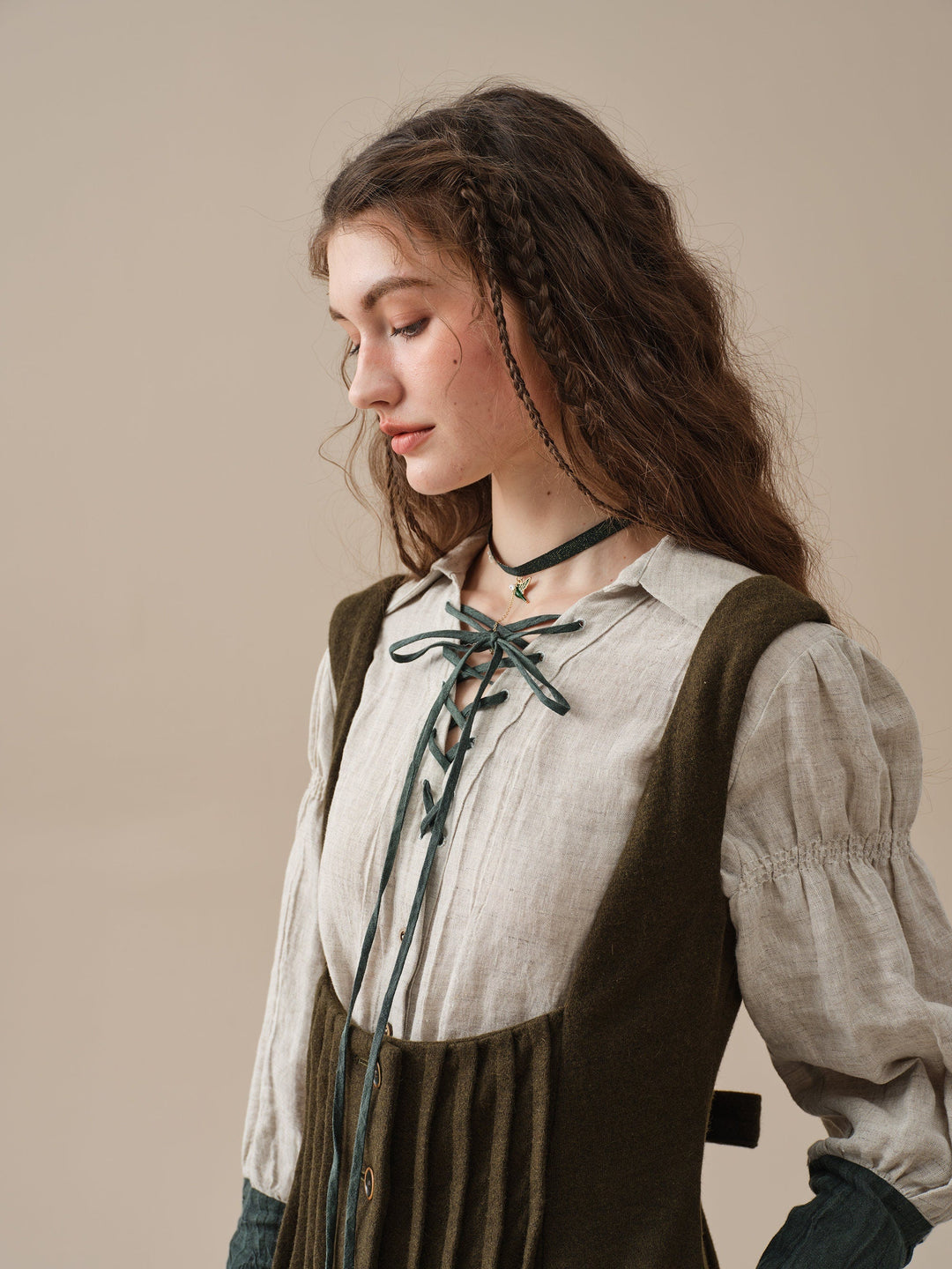 SARAH 17 | LACE-UP LINEN SHIRT