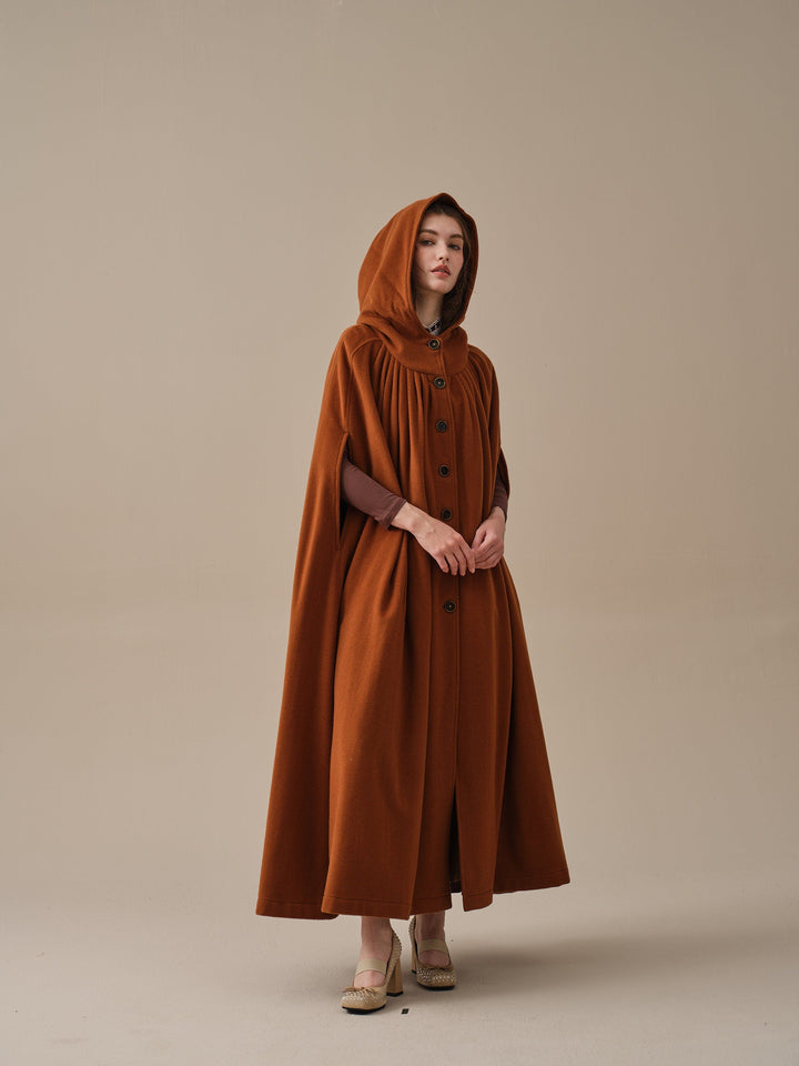 ARIEL 14 | HOODED WOOL CLOAK COAT