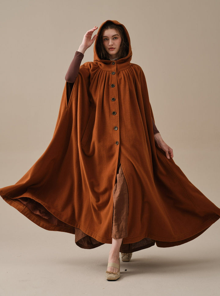 ARIEL 14 | HOODED WOOL CLOAK COAT