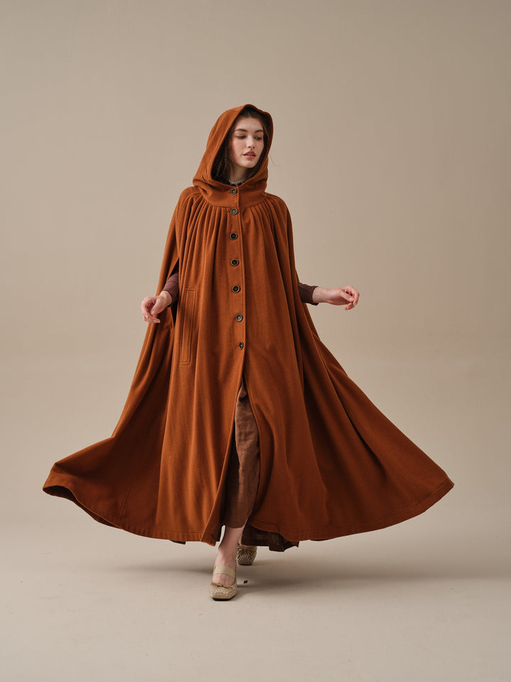 ARIEL 14 | HOODED WOOL CLOAK COAT