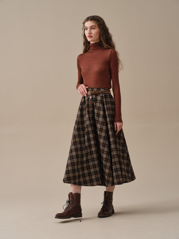 Norma 16 | Front buttoned wool skirt