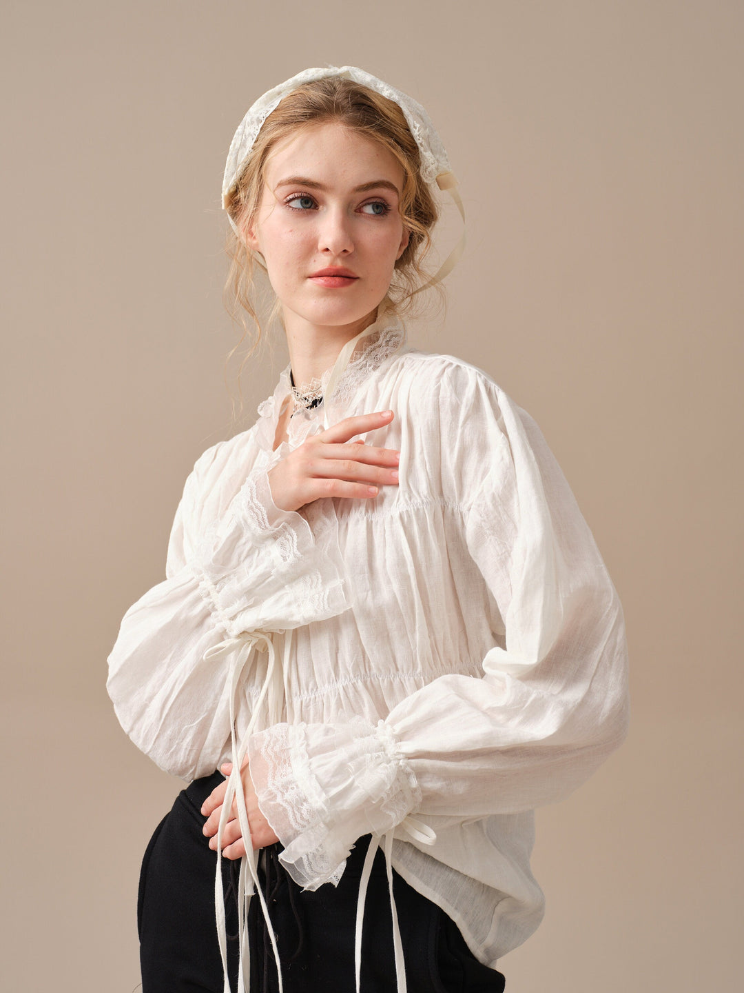 JENNIFER 33 | victorian linen blouse with lace