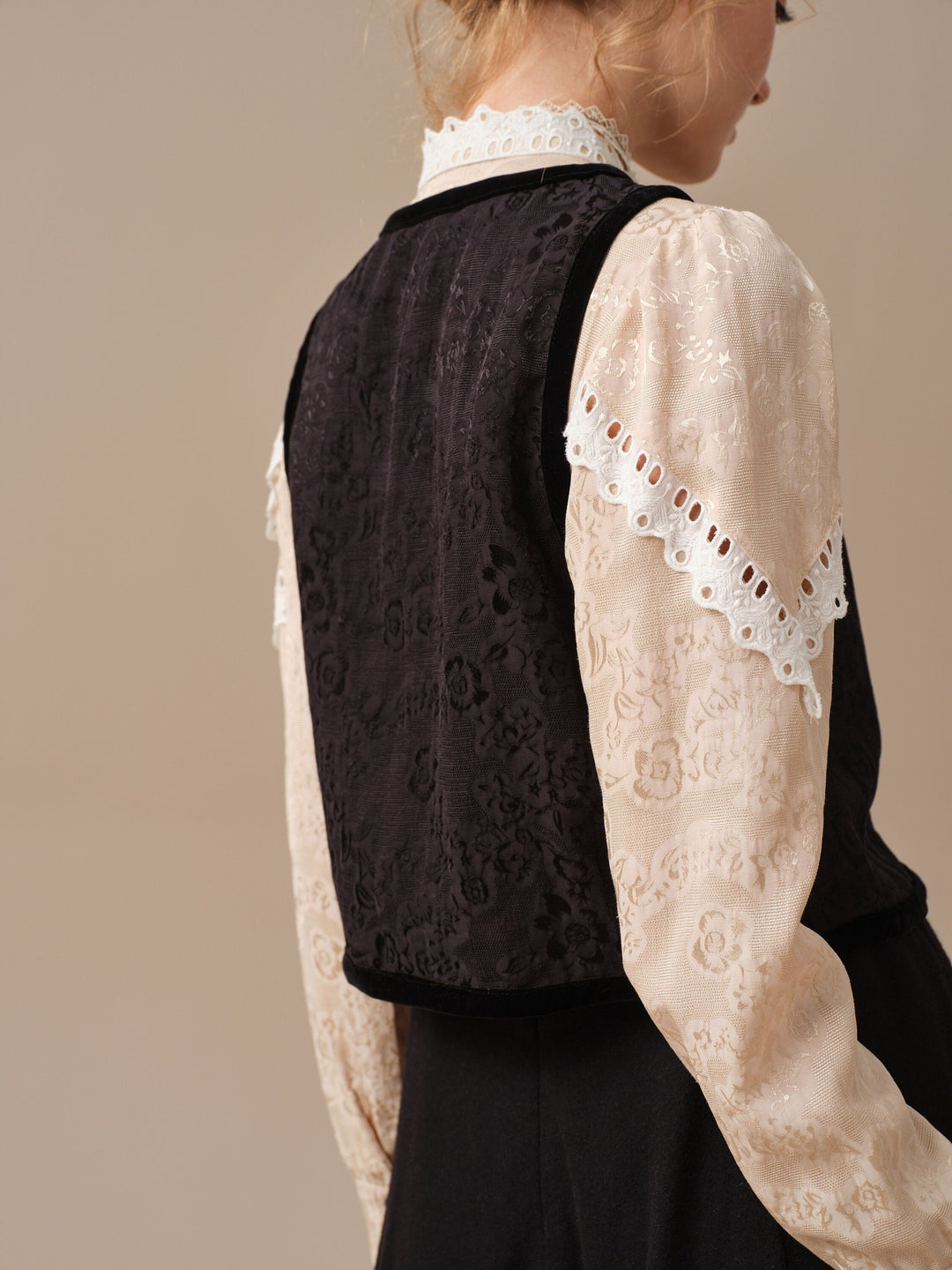 MARICEL 27 | Ruffled Shirt with Black Vest