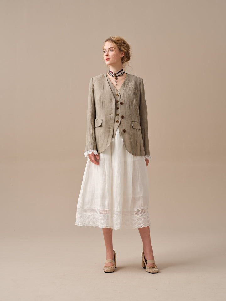 Mae 30 | 100% Linen Jacket with Vest