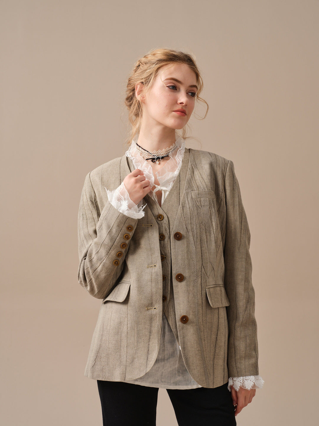 Mae 30 | 100% Linen Jacket with Vest