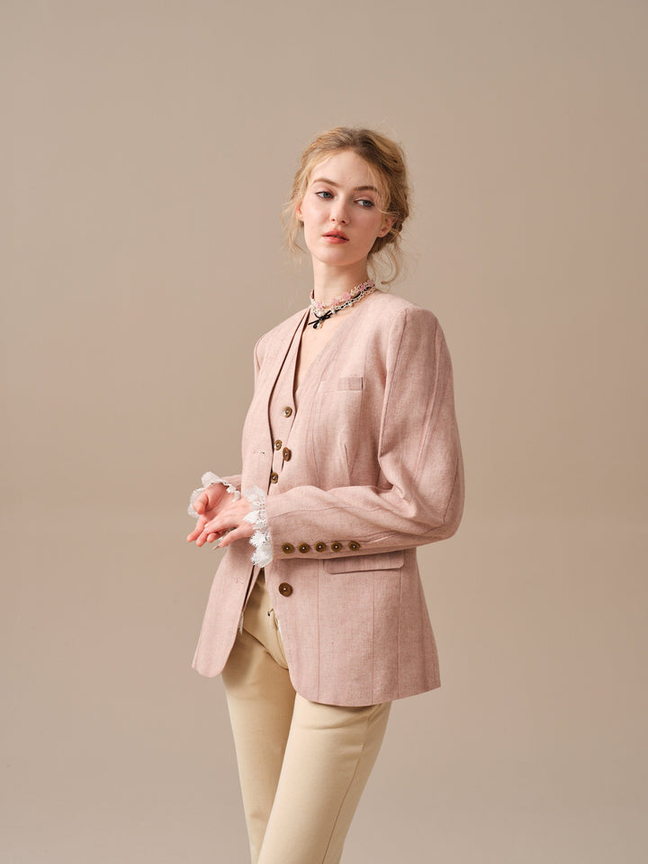 Mae 30 | 100% Linen Jacket with Vest