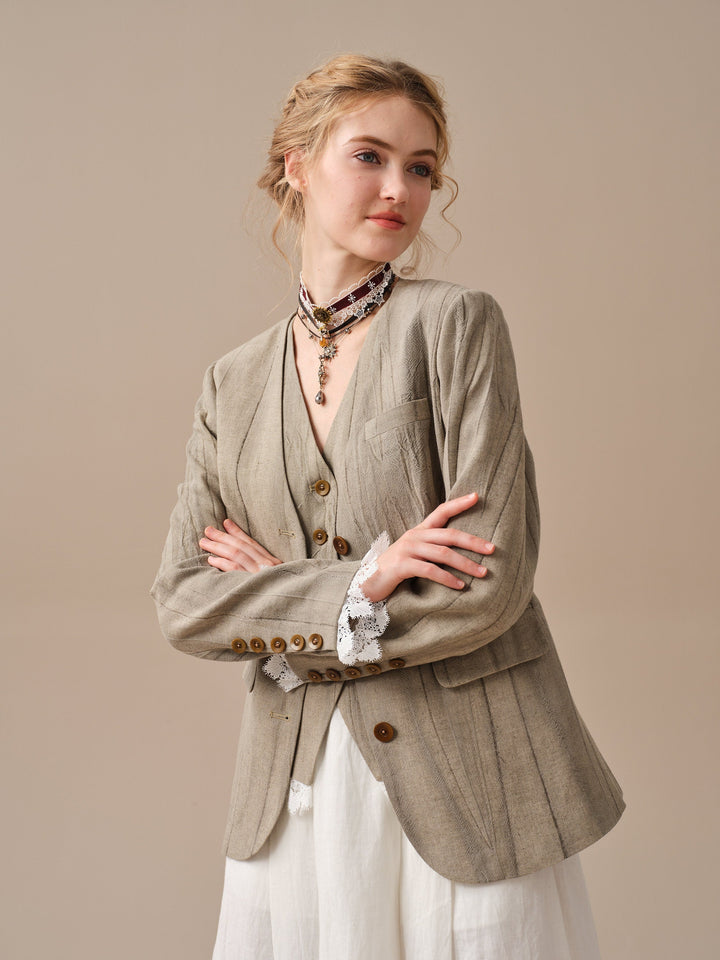 Mae 30 | 100% Linen Jacket with Vest